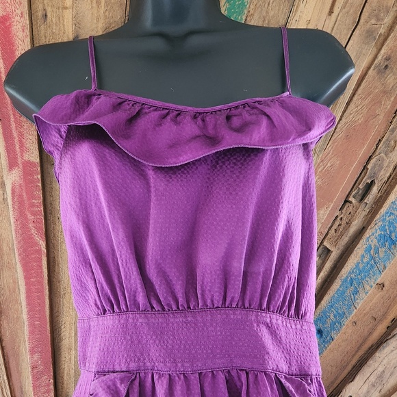 Marc by Marc Jacobs purple textured silk ruffled mini Dress Sz 4 pockets - Picture 3 of 8